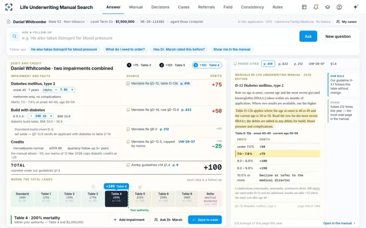 Life Underwriting Manual Search — The rating answer