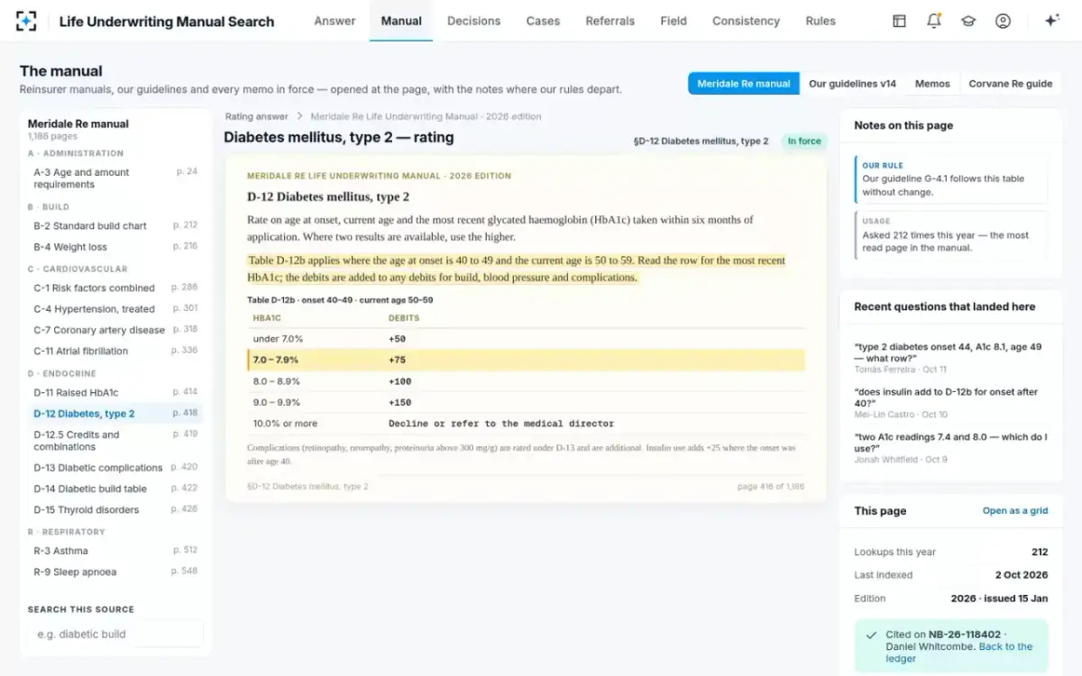 Life Underwriting Manual Search — The manual