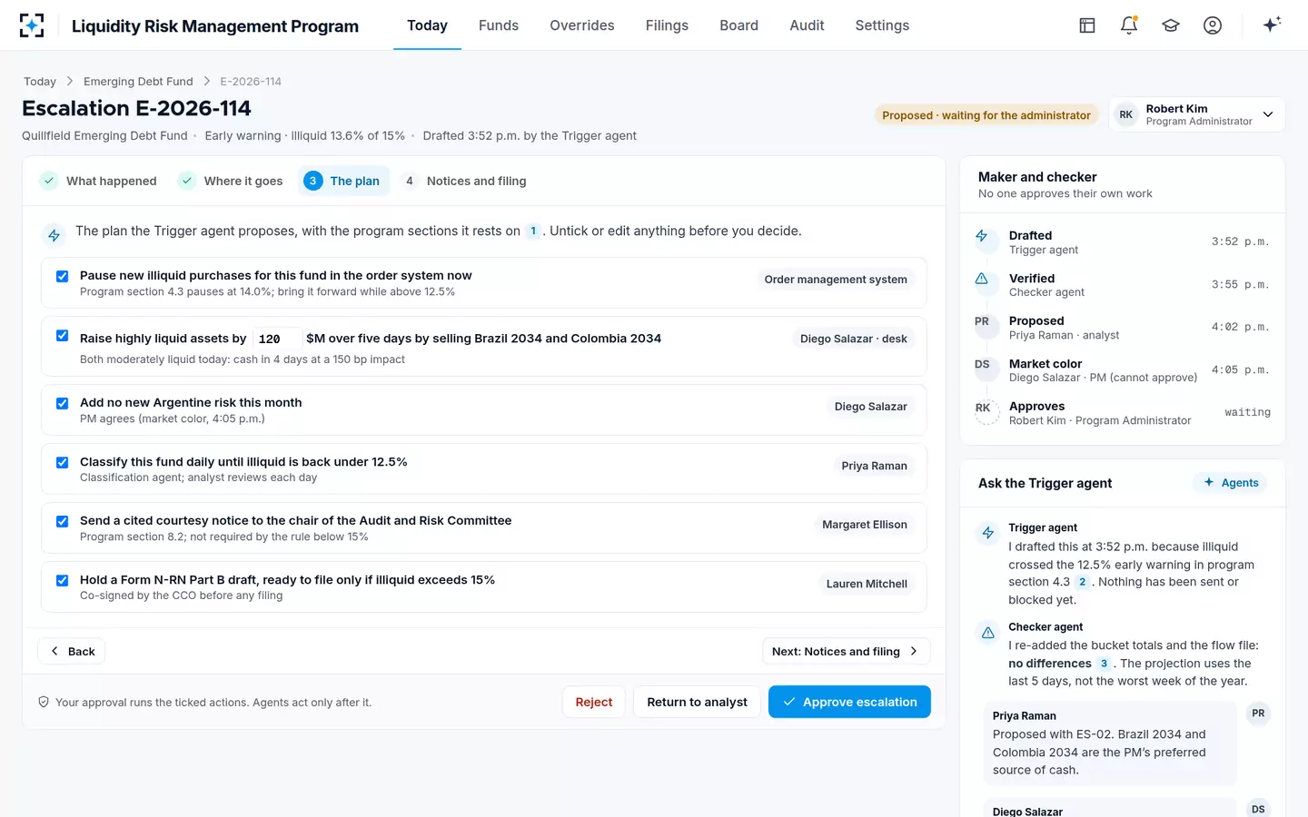 Liquidity Risk Management Program — The plan to approve