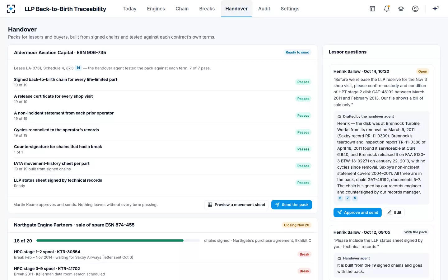 LLP Back-to-Birth Traceability — The lessor pack
