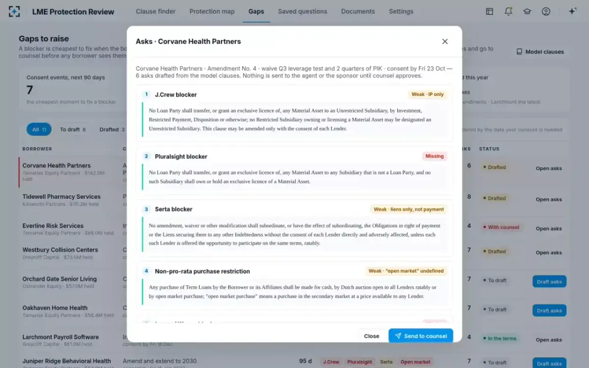 LME Protection Review — The asks