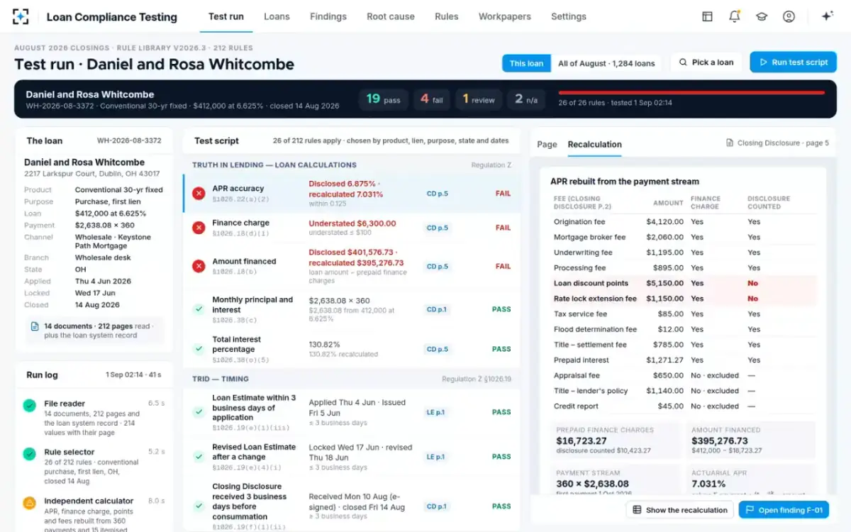 Loan Compliance Testing — The recalculation