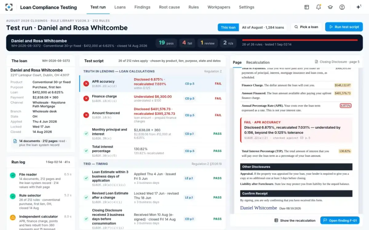 Loan Compliance Testing — The test run