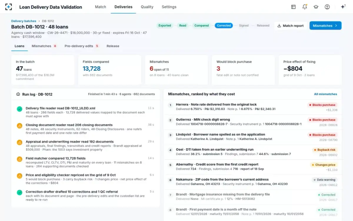 Loan Delivery Data Validation — The batch and its run log