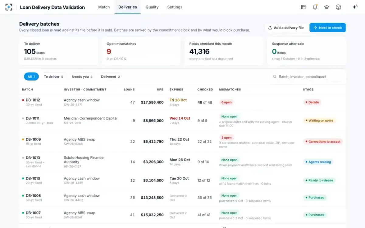 Loan Delivery Data Validation — Delivery batches