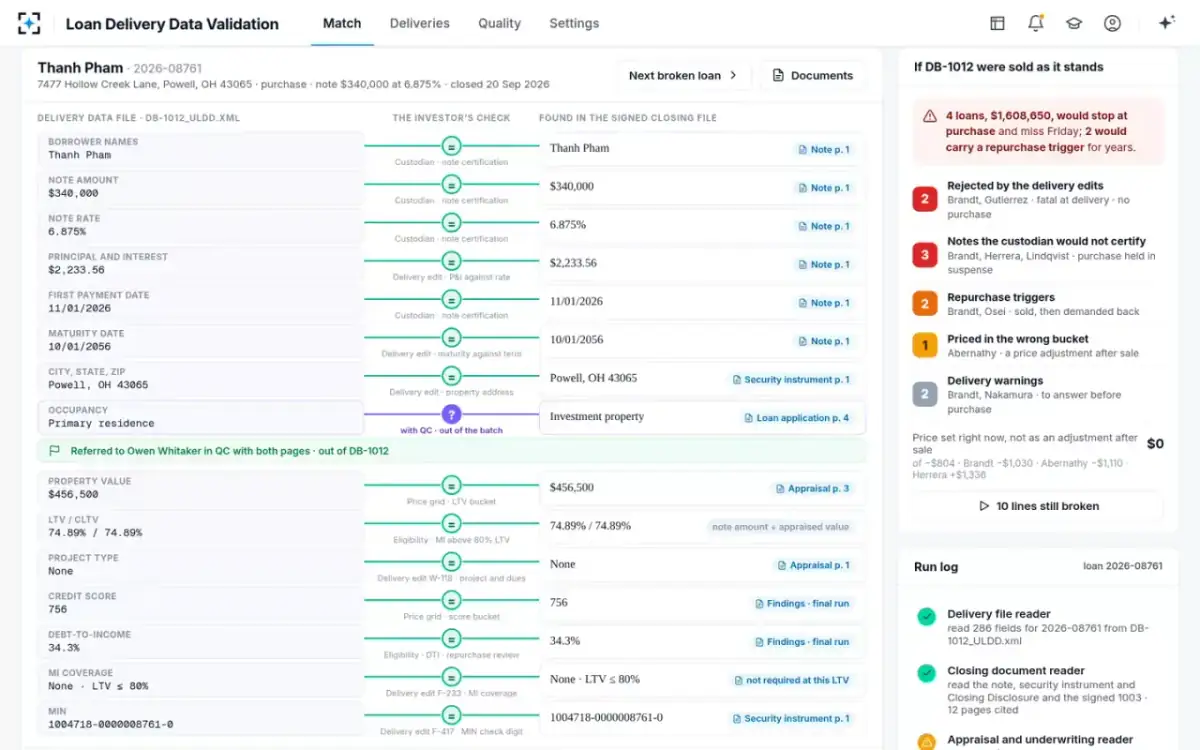 Loan Delivery Data Validation — Referred to QC