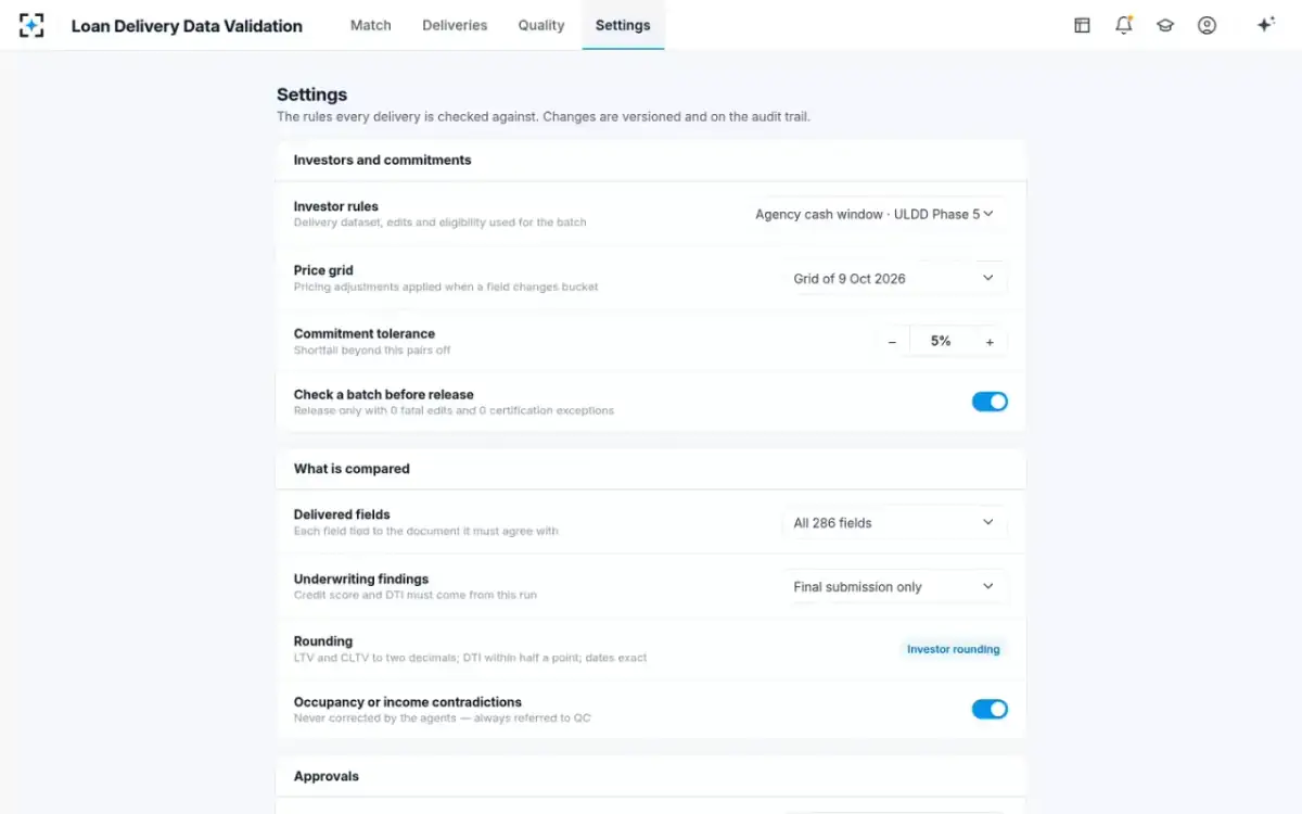 Loan Delivery Data Validation — Your delivery rules