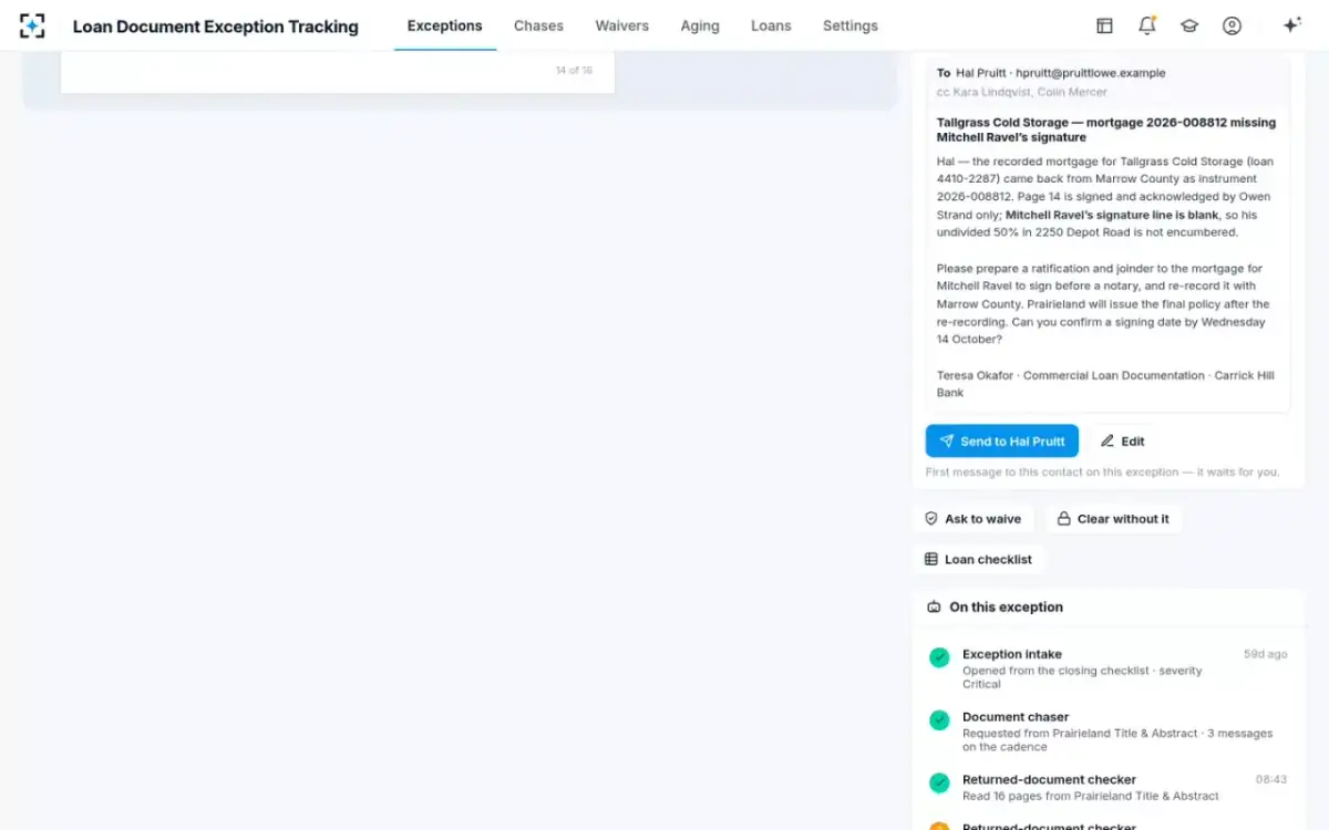 Loan Document Exception Tracking — What it means, and the fix