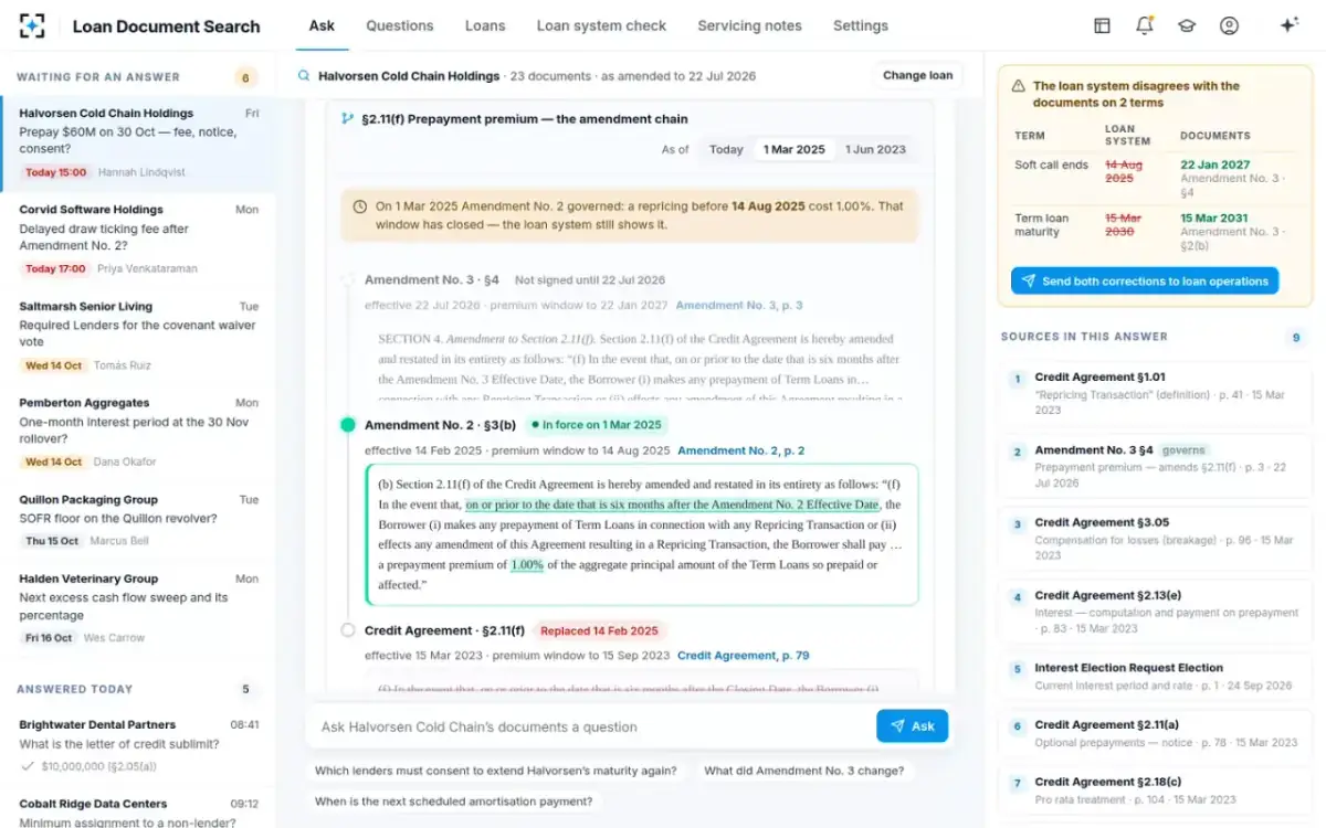 Loan Document Search — As of any date