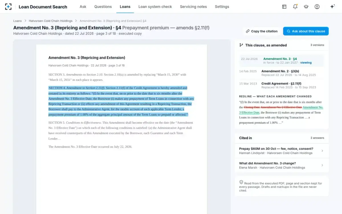 Loan Document Search — The clause on its page