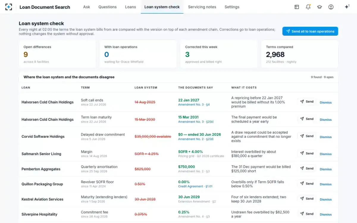 Loan Document Search — Loan system check