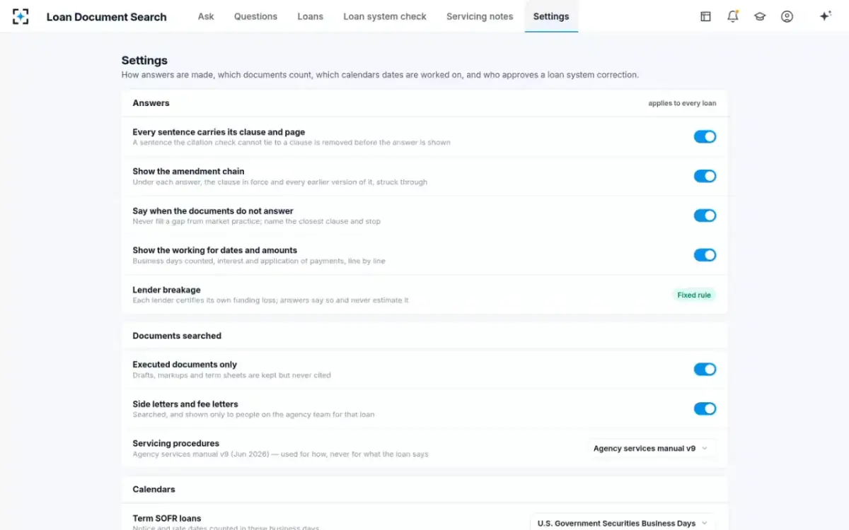 Loan Document Search — Your desk’s rules