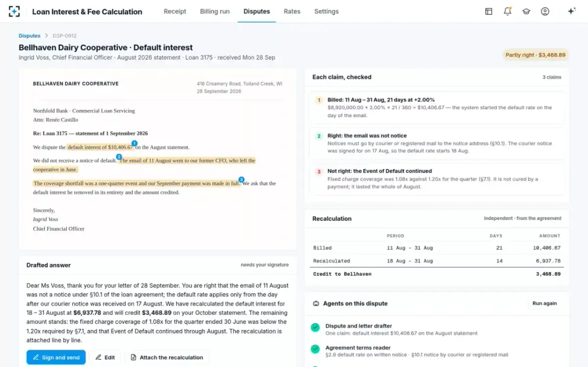 Loan Interest & Fee Calculation — A borrower dispute