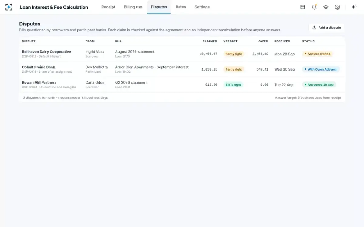 Loan Interest & Fee Calculation — Disputes