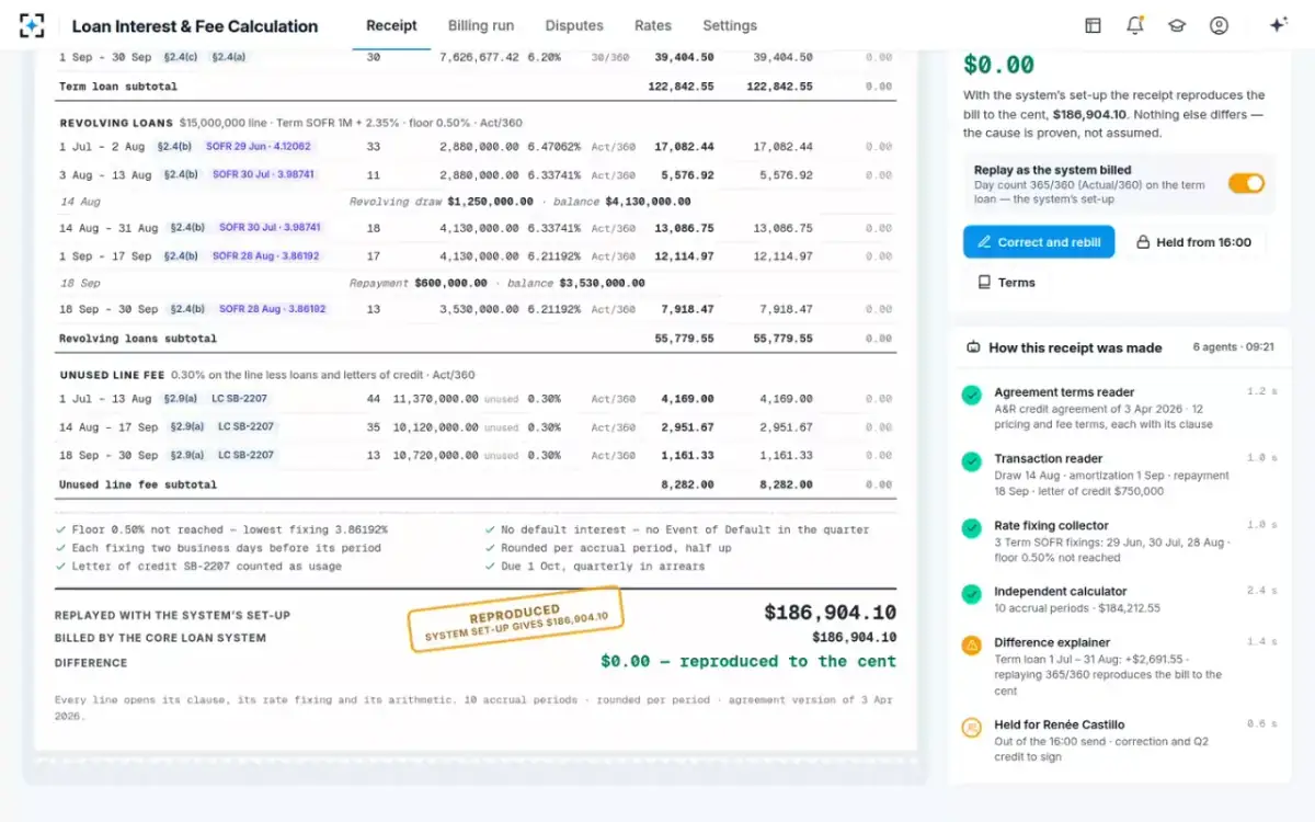 Loan Interest & Fee Calculation — Replay as the system billed
