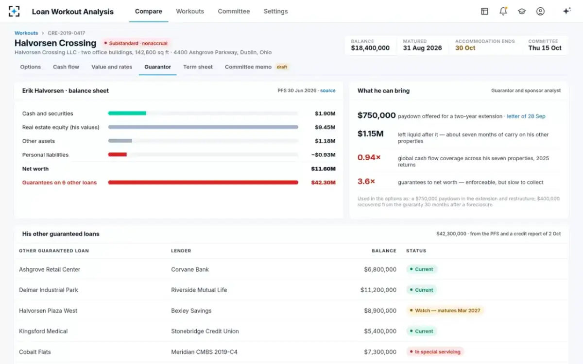 Loan Workout Analysis — Guarantor and sponsor