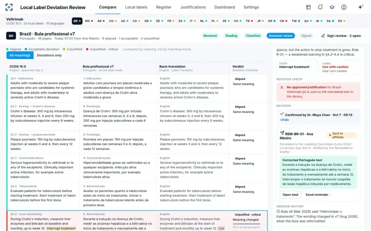 Local Label Deviation Review — Compare
