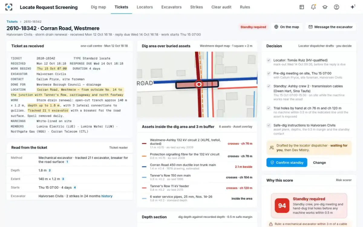 Locate Request Screening — The ticket