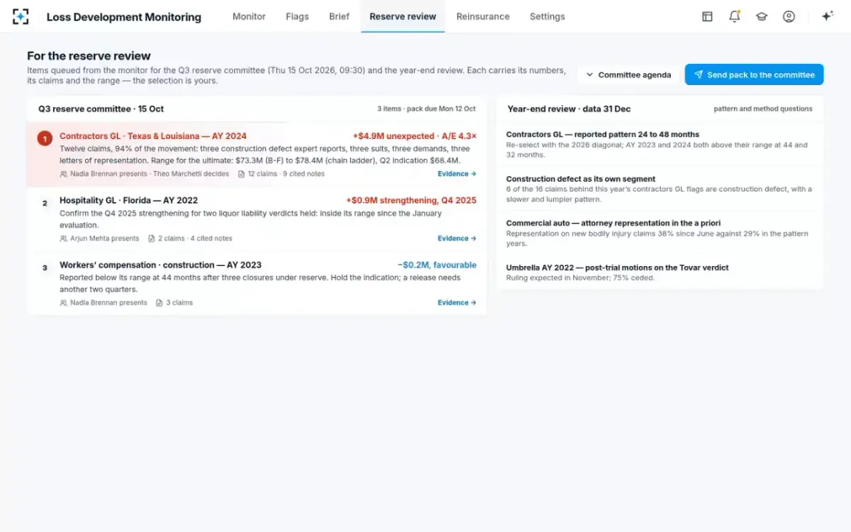 Loss Development Monitoring — For the reserve review
