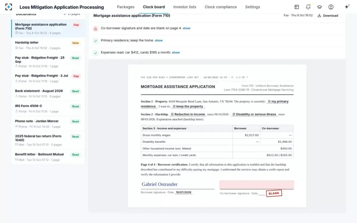 Loss Mitigation Application Processing — The documents