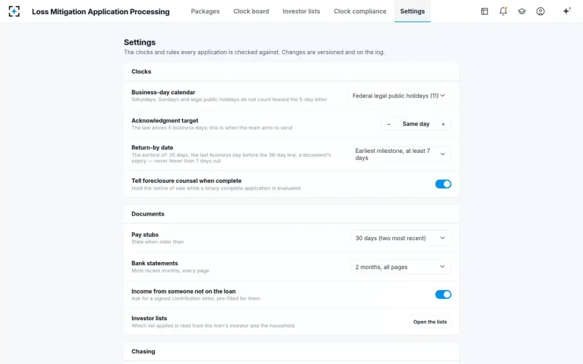 Loss Mitigation Application Processing — Your rules