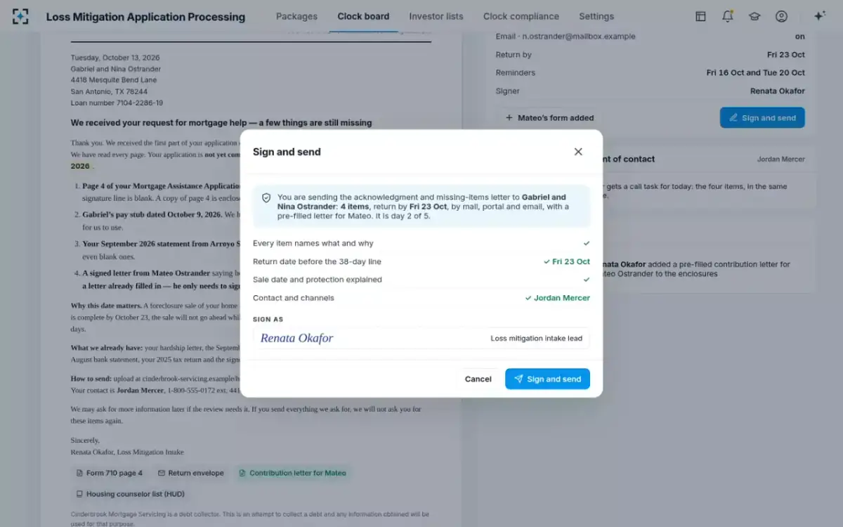 Loss Mitigation Application Processing — Sign and send