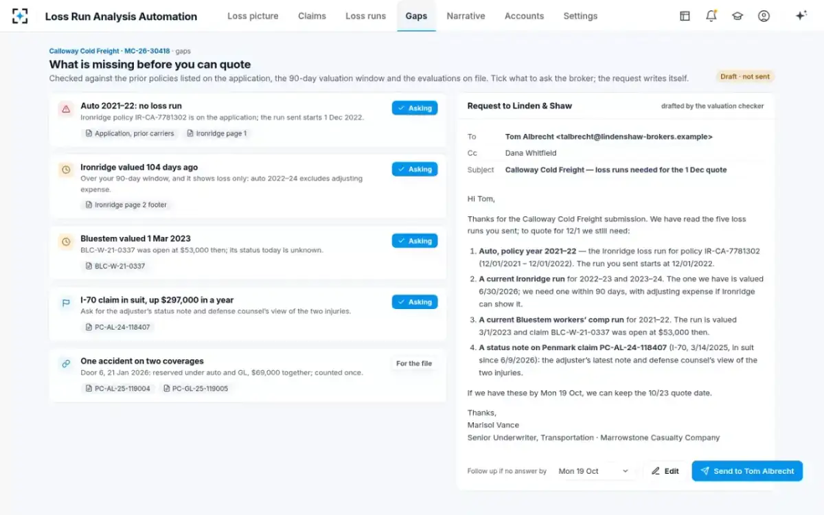 Loss Run Analysis Automation — Gaps and the broker request
