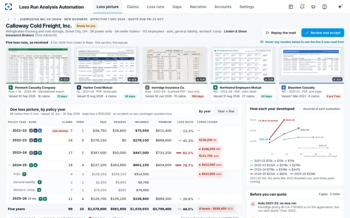 Loss Run Analysis Automation — The loss picture