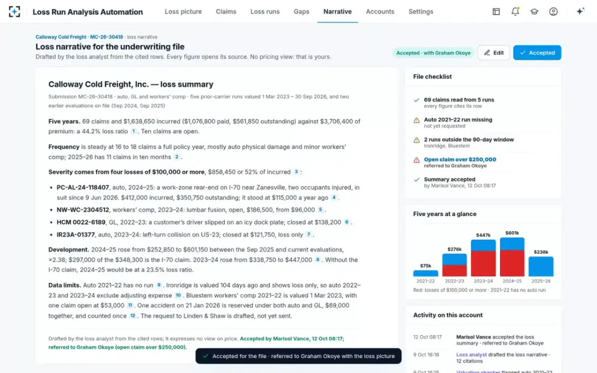 Loss Run Analysis Automation — The loss narrative