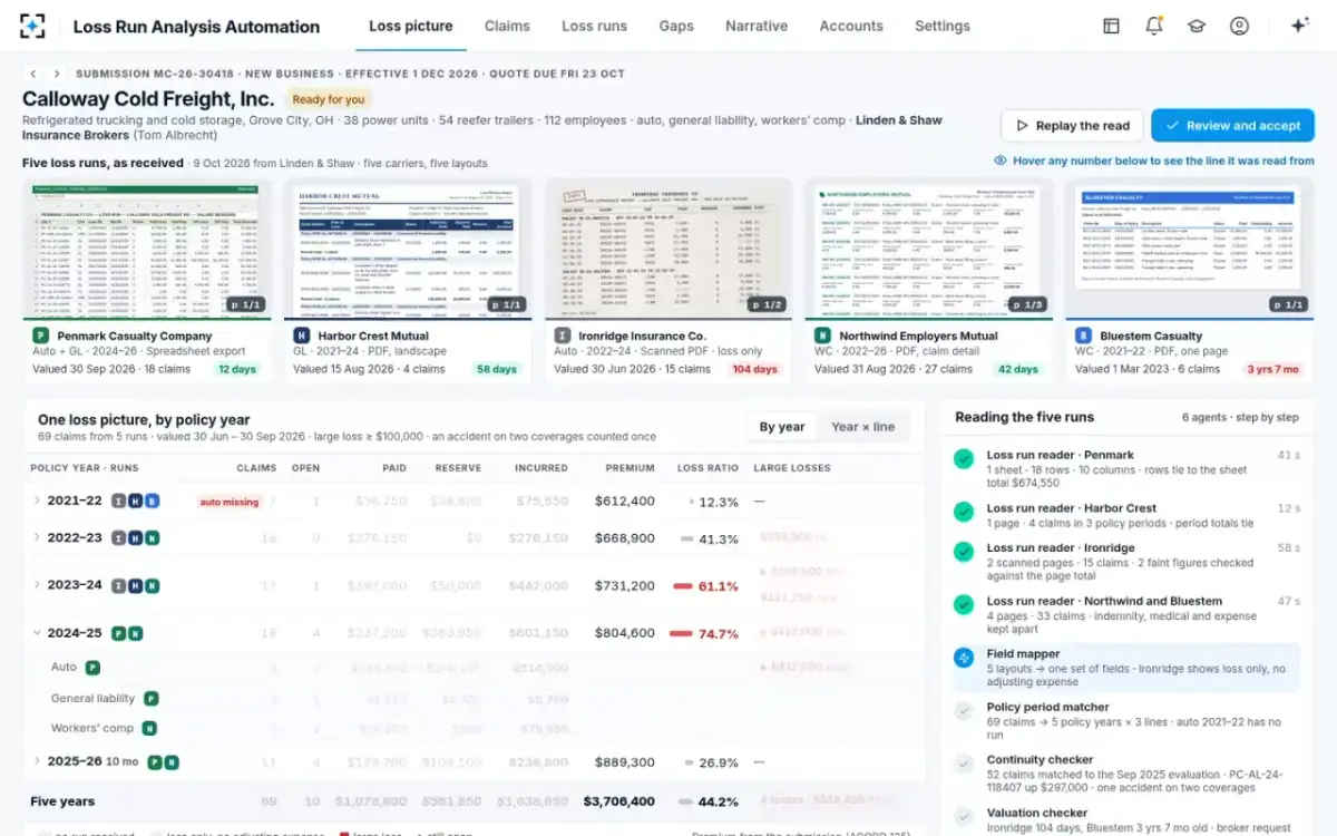 Loss Run Analysis Automation — Replay the read