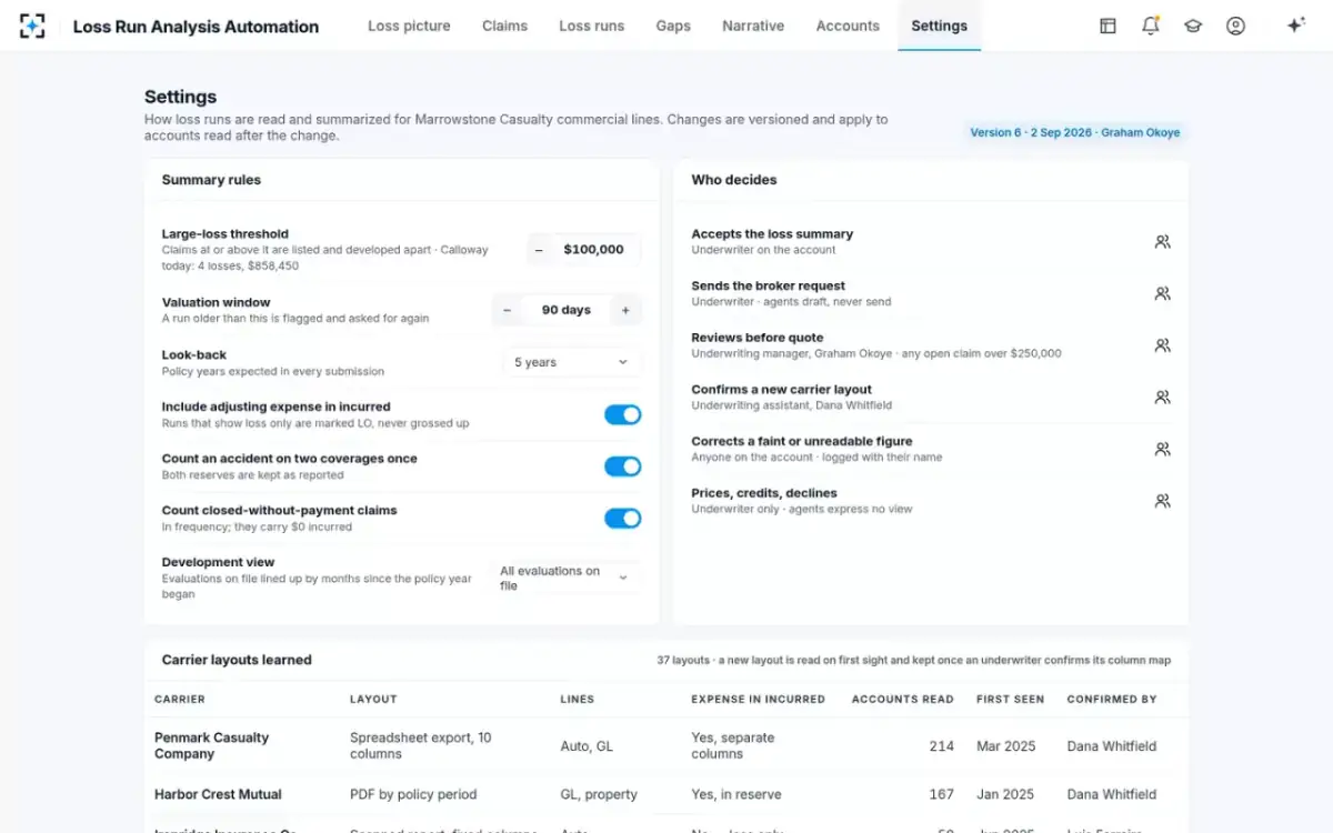 Loss Run Analysis Automation — Your guidelines