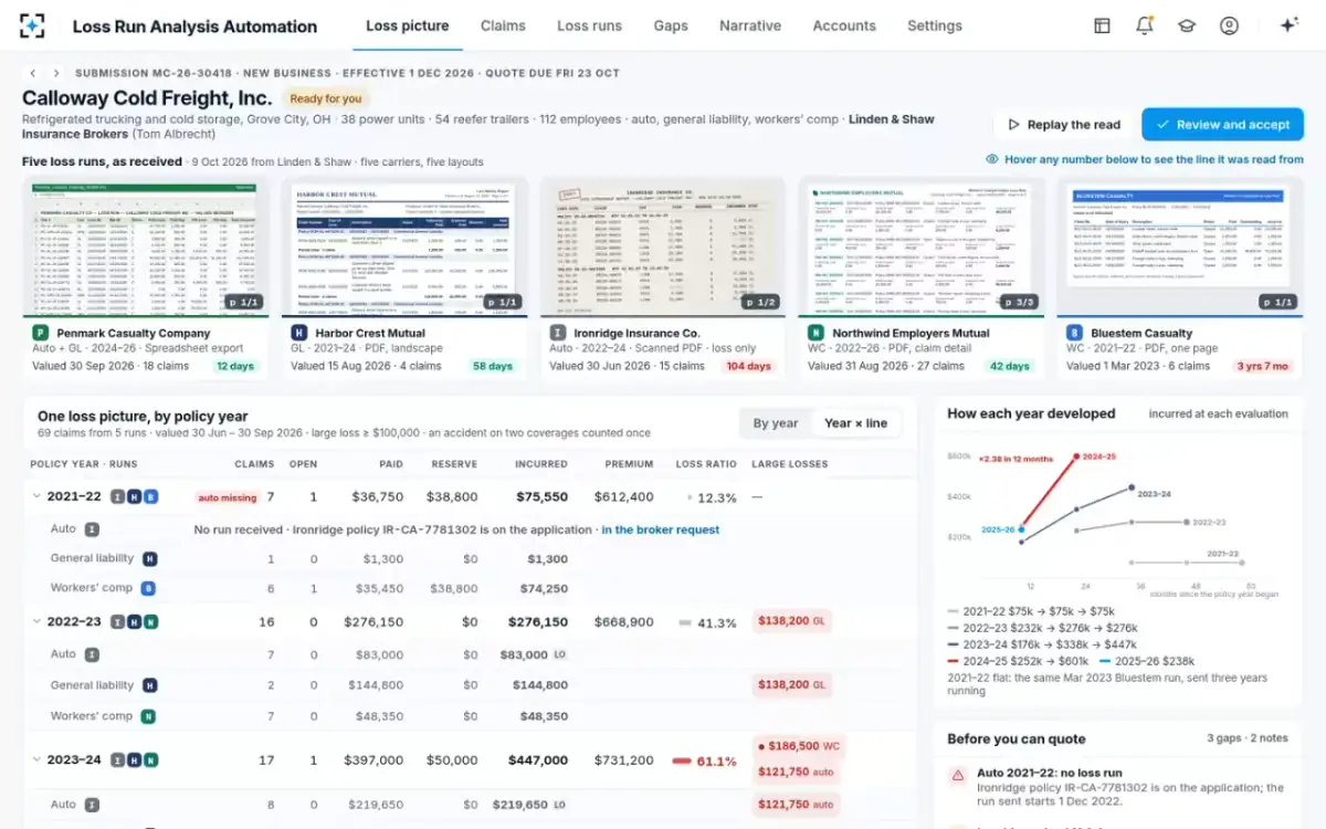 Loss Run Analysis Automation — Year by line