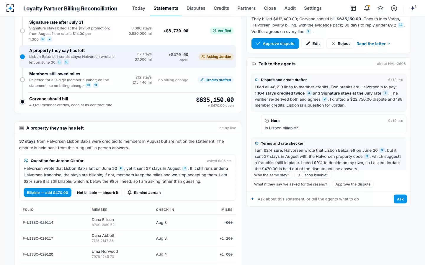 Loyalty Partner Billing Reconciliation — Asking a person
