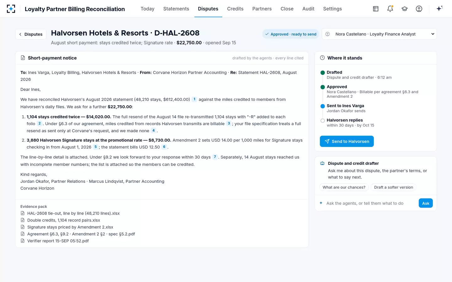 Loyalty Partner Billing Reconciliation — The short-payment notice