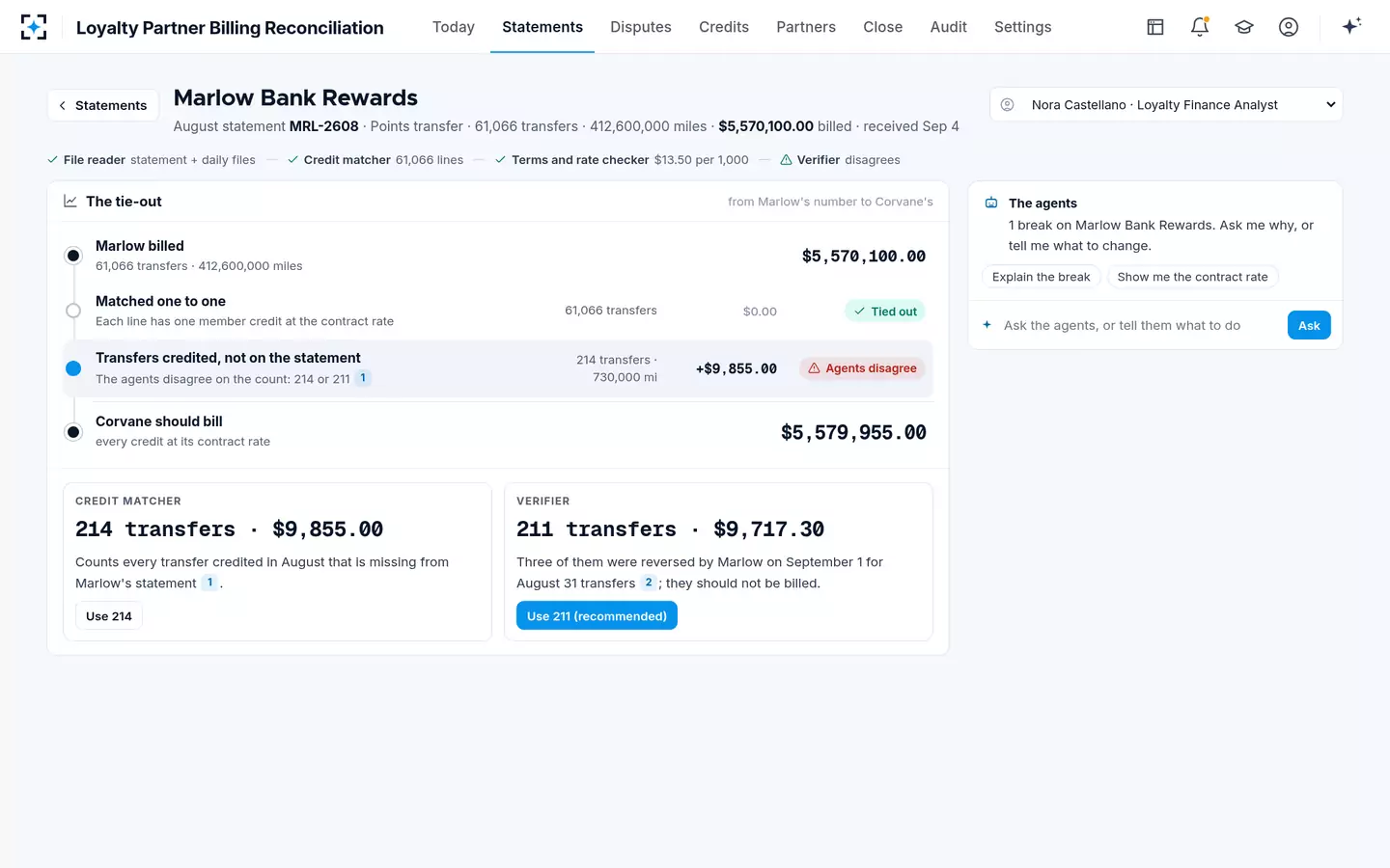 Loyalty Partner Billing Reconciliation — When the agents disagree