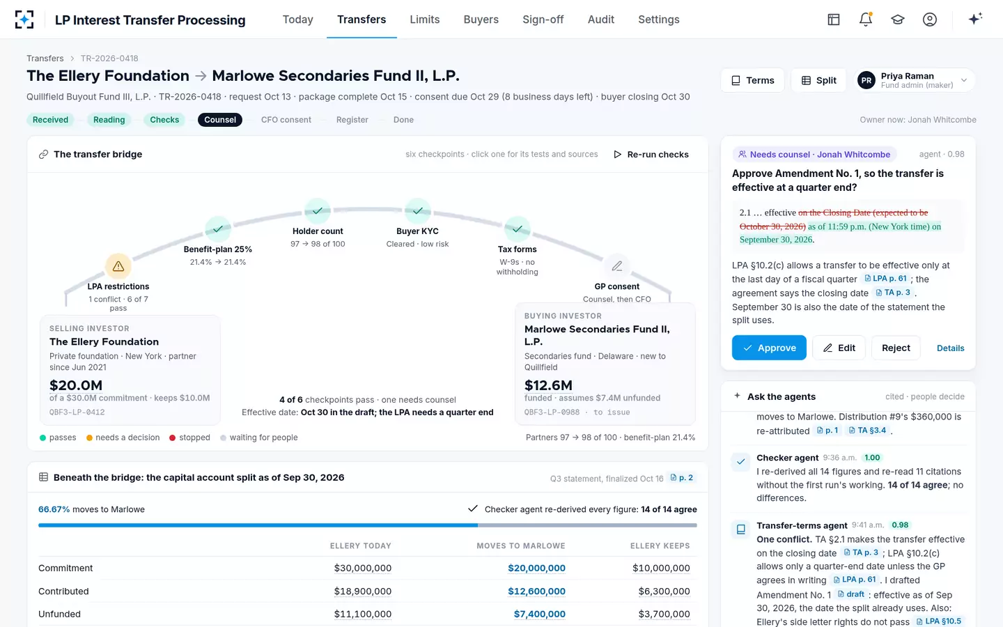 LP Interest Transfer Processing — The transfer bridge