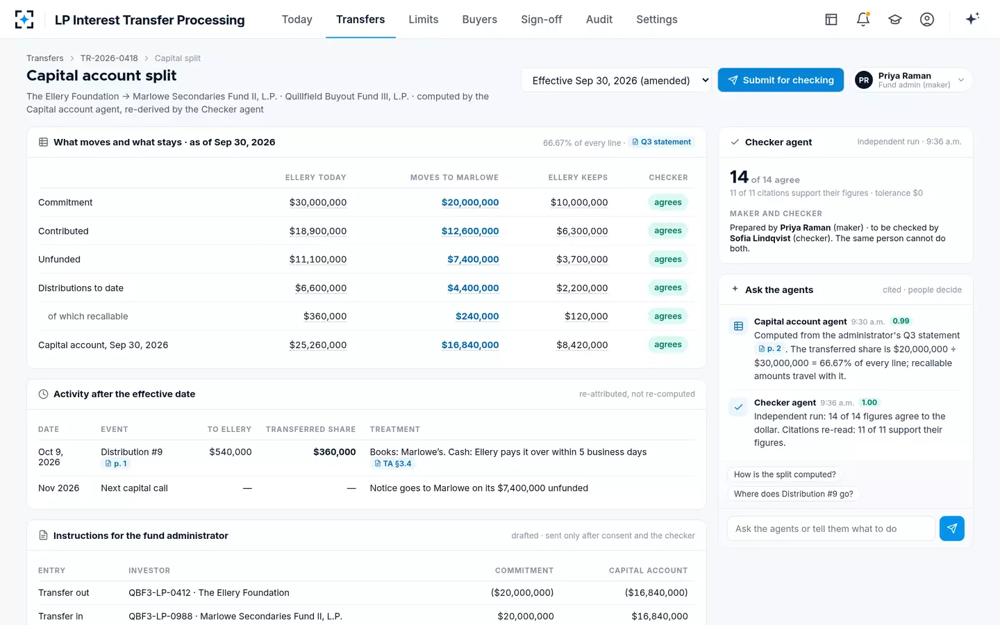 LP Interest Transfer Processing — Capital account transfer