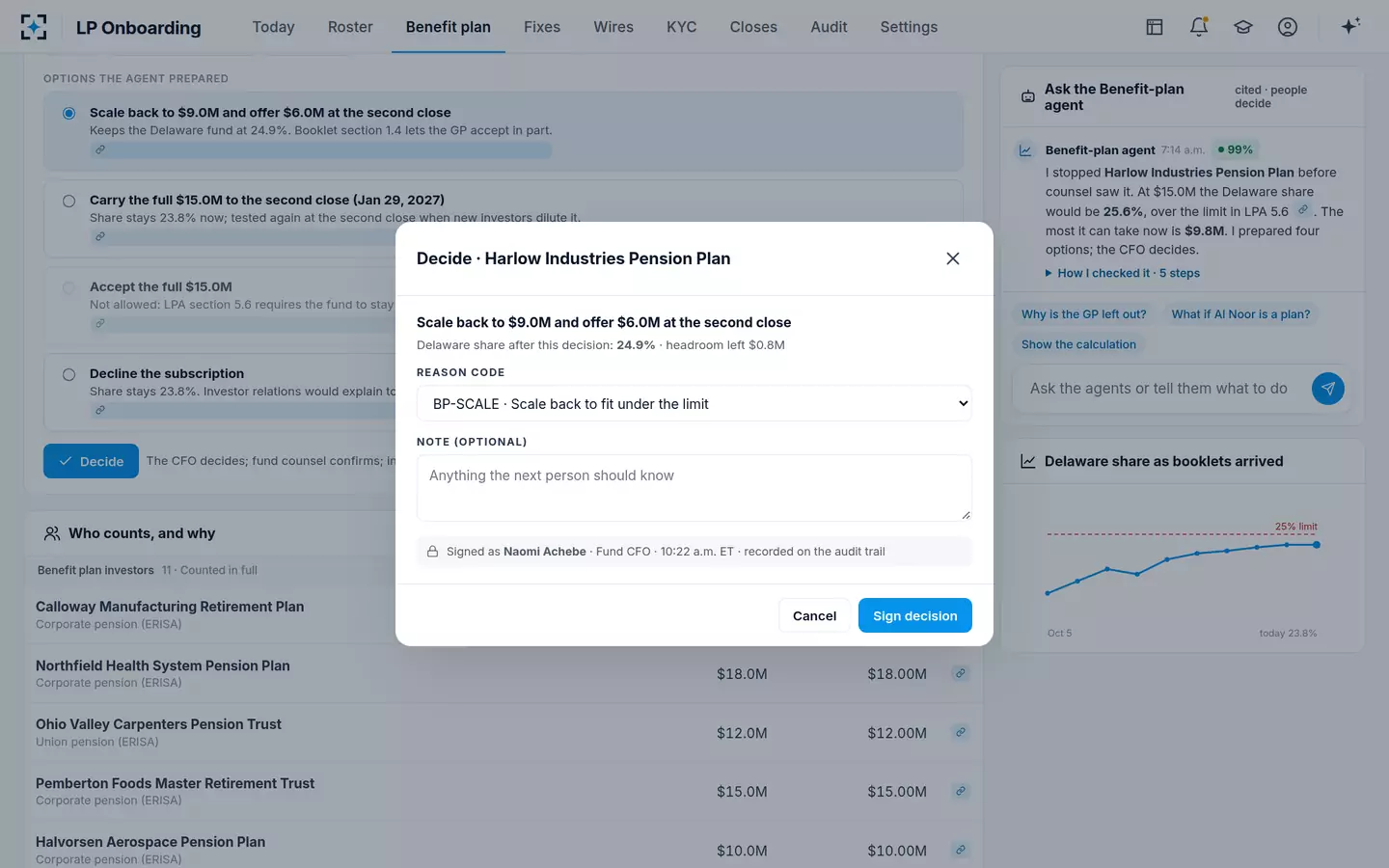 LP Onboarding — The CFO decides