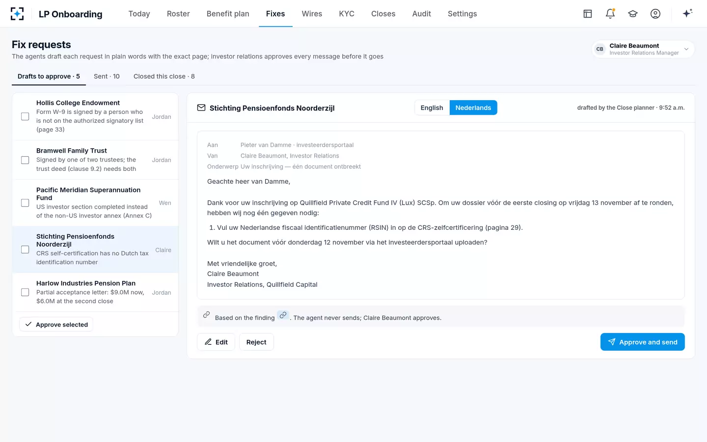 LP Onboarding — Fix requests