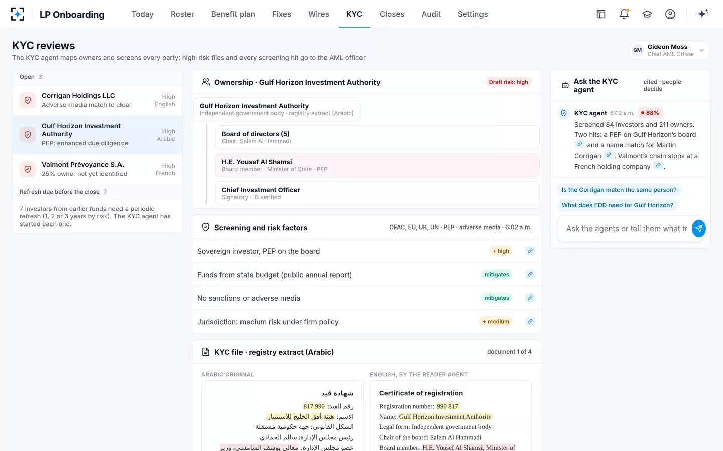 LP Onboarding — KYC reviews