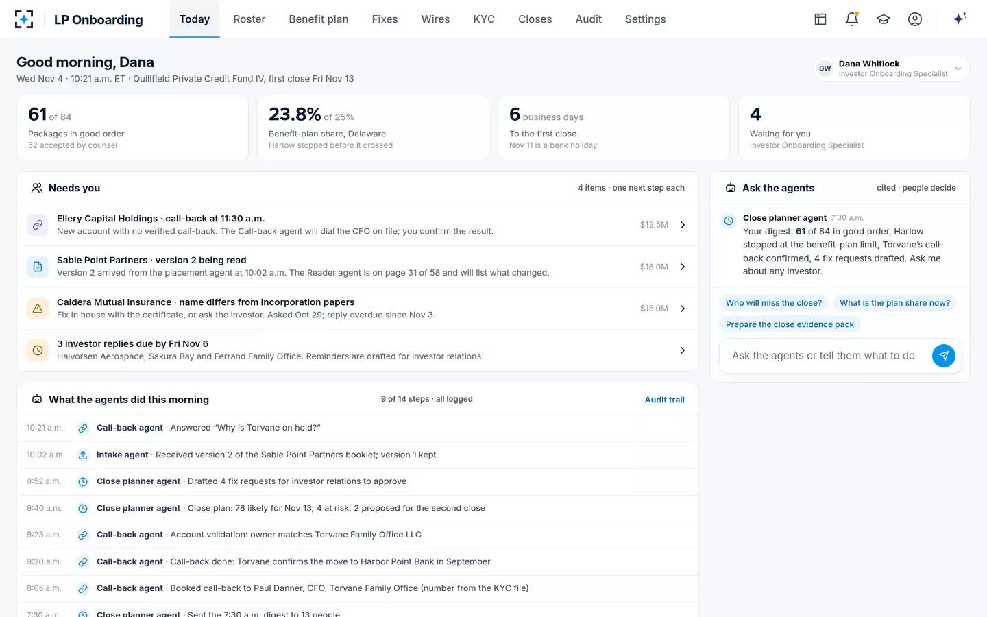 LP Onboarding — Today