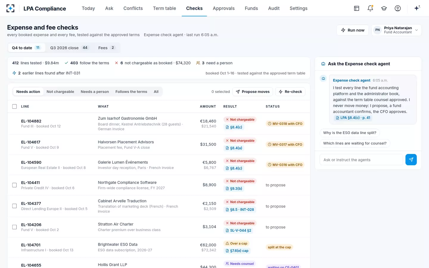 LPA Compliance — Expense checks