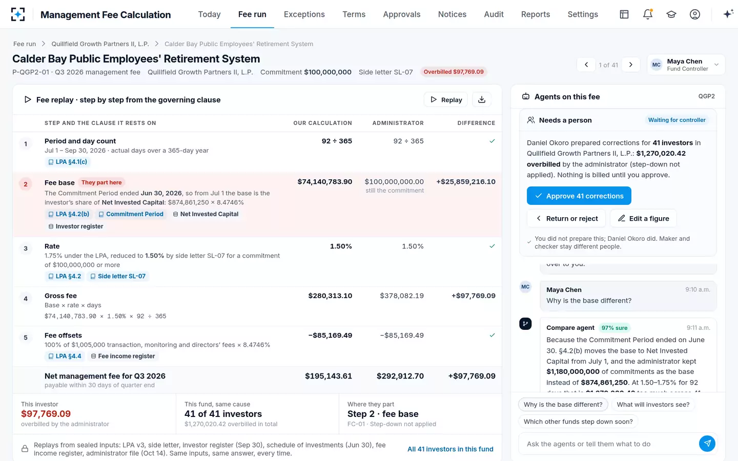 Management Fee Calculation — The management fee replay