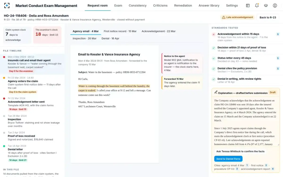 Market Conduct Exam Management — A sampled file