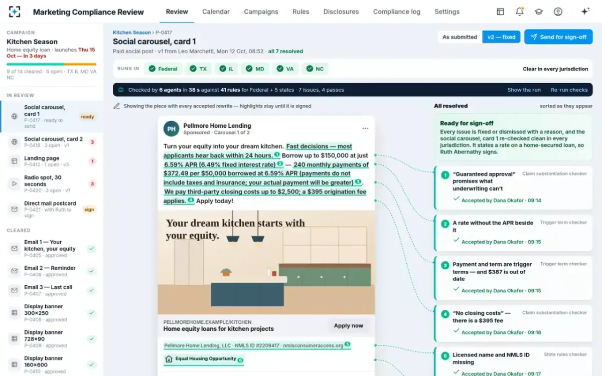 Marketing Compliance Review — Clear in every jurisdiction