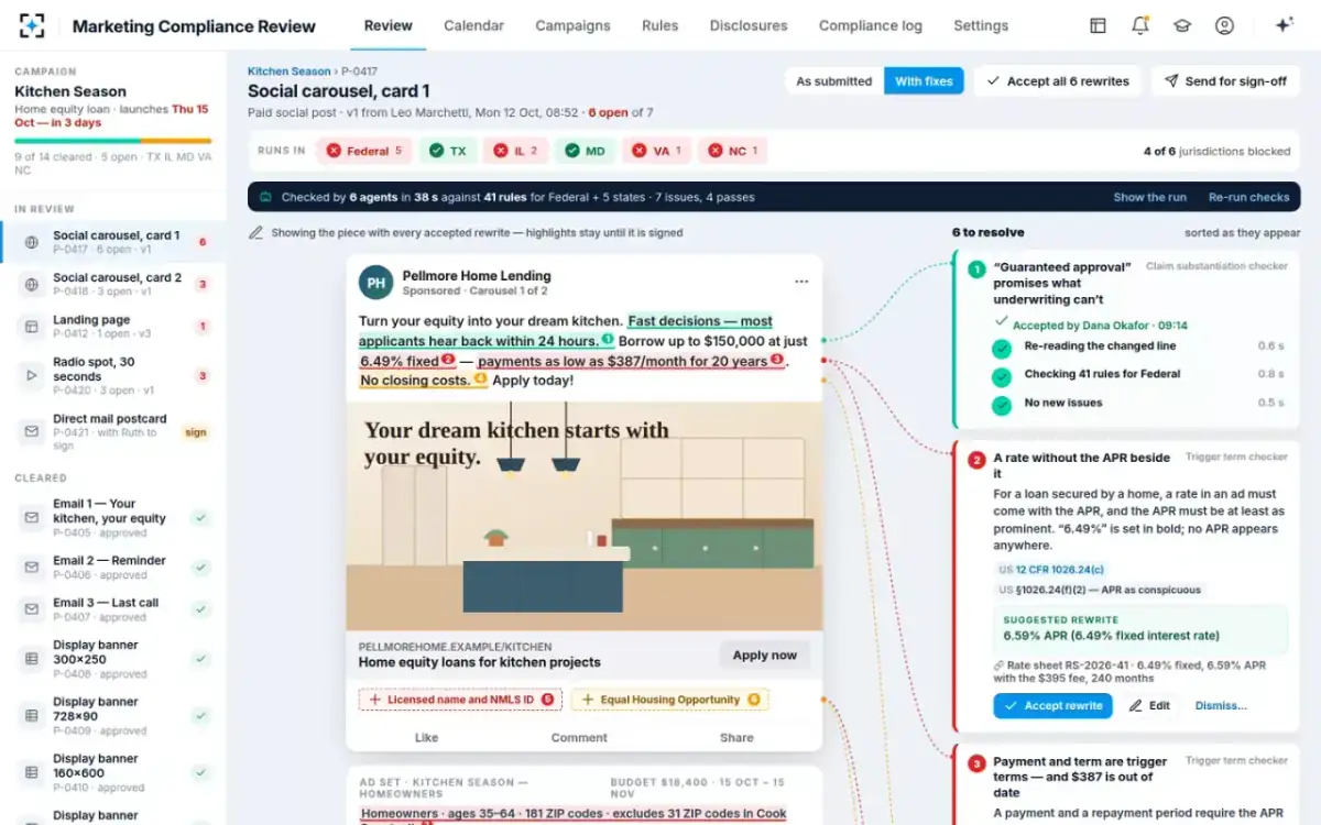 Marketing Compliance Review — A rewrite accepted