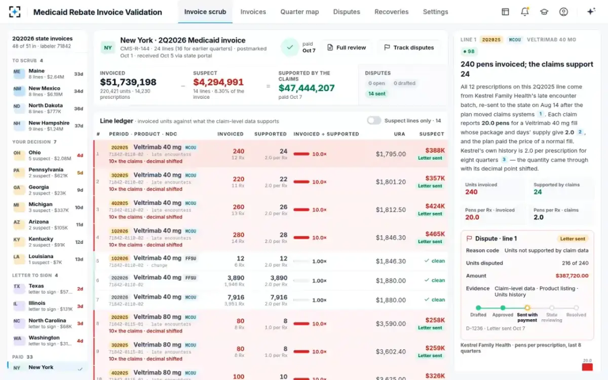 Medicaid Rebate Invoice Validation — Paid and disputed