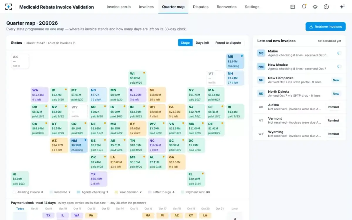 Medicaid Rebate Invoice Validation — Quarter map