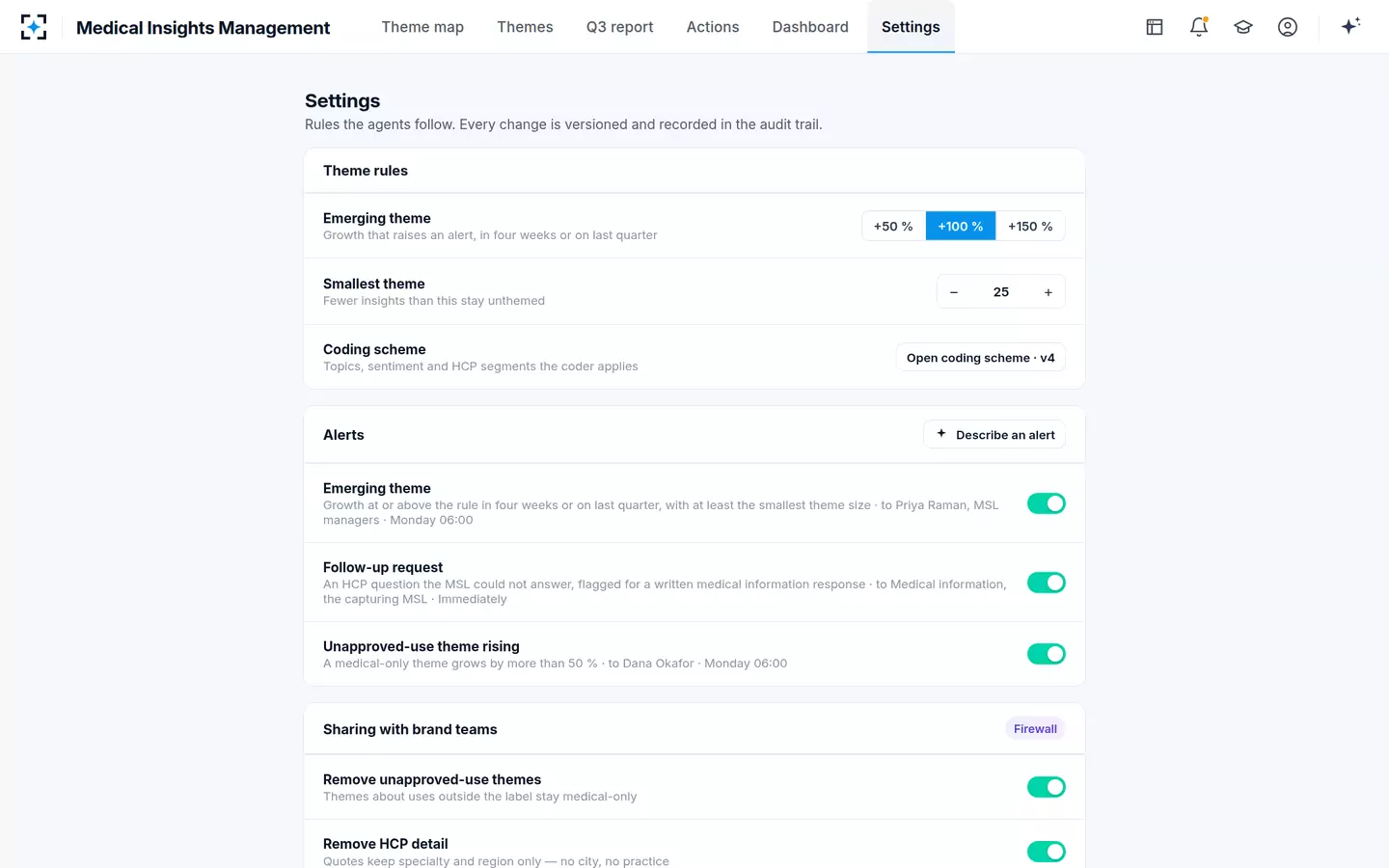 Medical Insights Management — Your rules