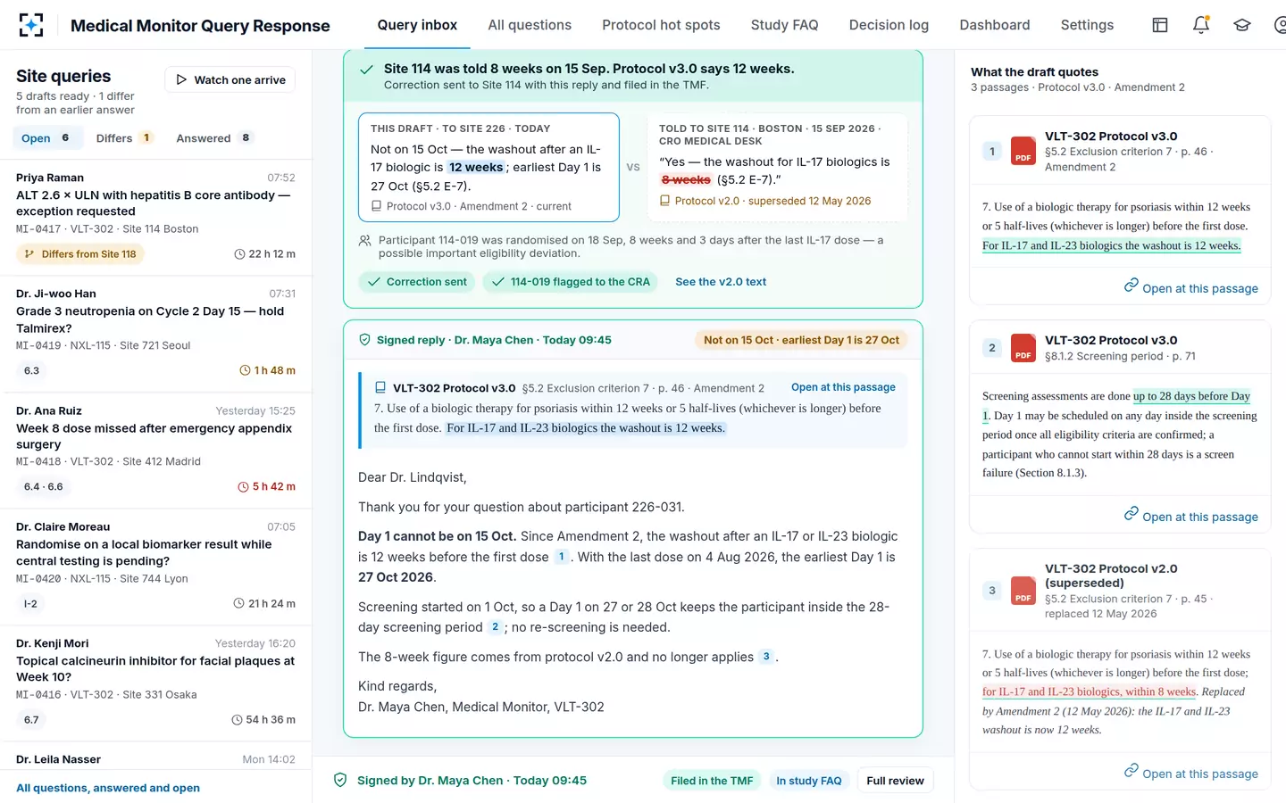 Medical Monitor Query Response — Signed